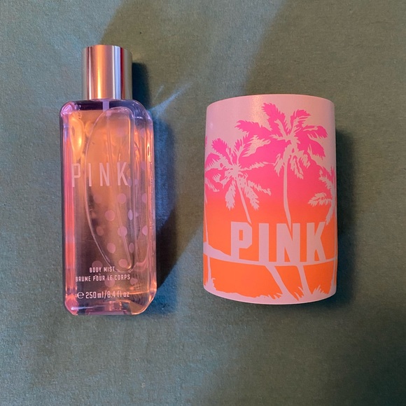 PINK Victoria's Secret Other - Pink VS body mist with a Pink Koozie